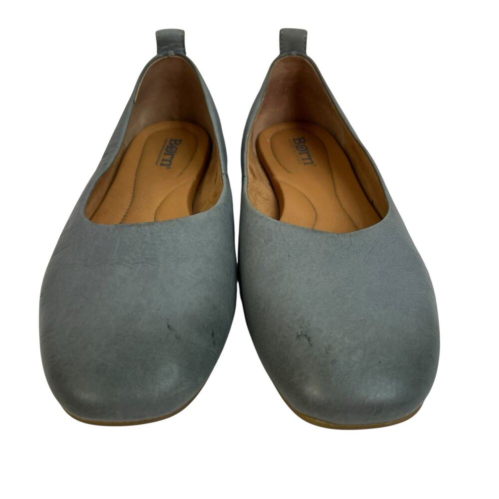 Born Beca Size 8.5 Ballet Flats Gray Leather Comfort Slip On Casual Shoes Dress - Picture 2 of 13